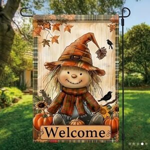 Autumn Scarecrow Welcome Garden Flag. NIP